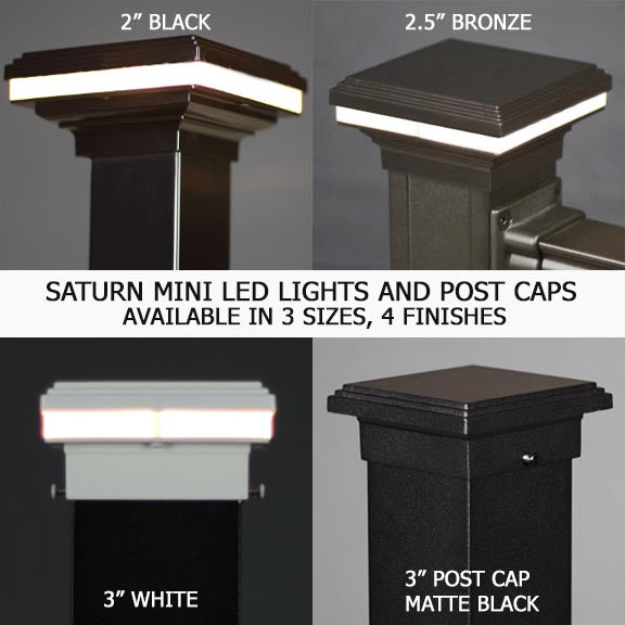 2x2 - 3x3 Mini Saturn Low Voltage LED Post Cap Light (fits 2", 2.5", 3" posts)