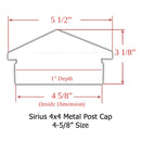 4x4 Sirius Metal Deck Cap (for 4-3/8 to 4-5/8" Posts)