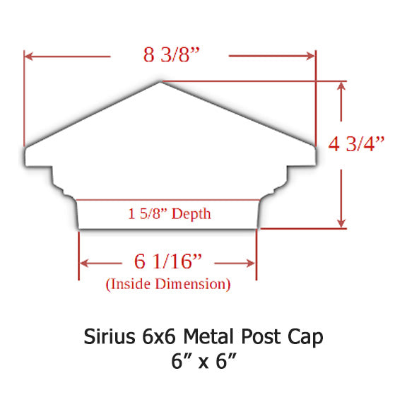 6x6 Sirius Metal Deck Cap (for 5-1/2", 6", 6-1/2" Posts)