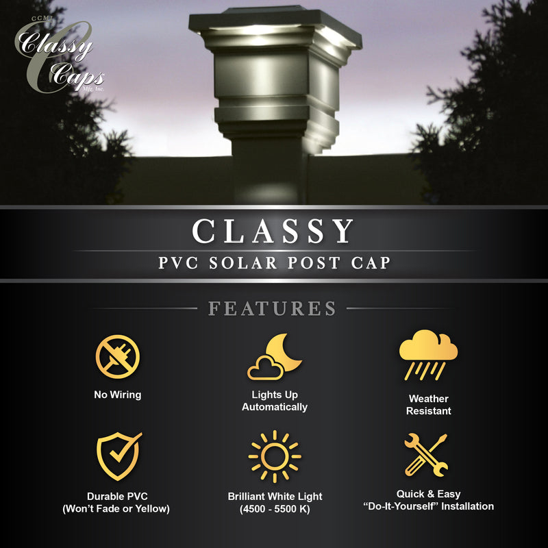 Classy PVC Solar Post Cap Light 4x4 Tan