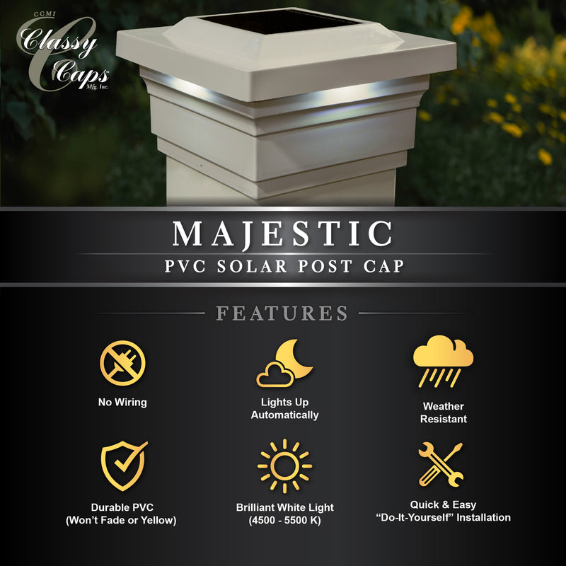 Majestic PVC Solar Post Cap Light 5x5 Tan