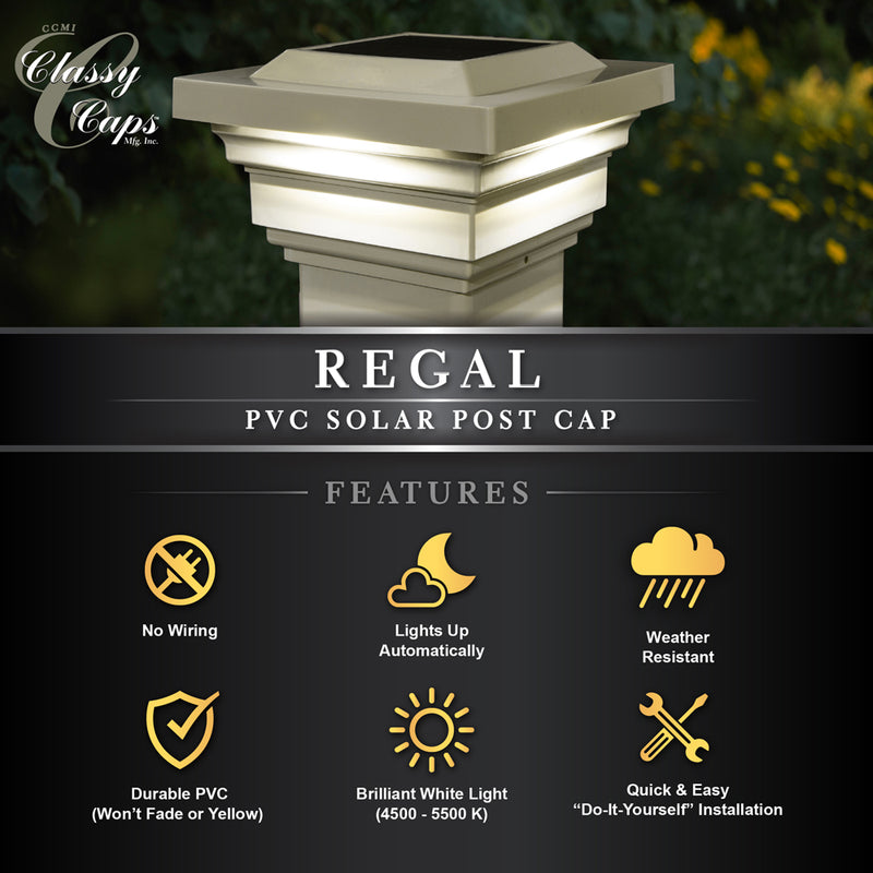 Regal PVC Solar Post Cap Light 4x4 Tan