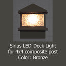 Sirius LED Low Voltage Deck Light for 4x4 Composite Post - 4-1/4", 4-3/8" , 4-1/2" to 4-5/8"