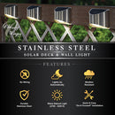 Solar Deck, Post and Wall Light- Stainless Steel 2PK