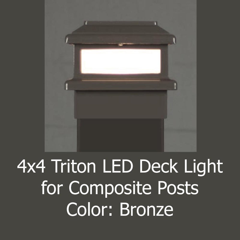 Triton LED Metal Deck Light for 4x4 Composite Post - 4-1/4, 4-3/8, 4-1/2" to 4-5/8" Post