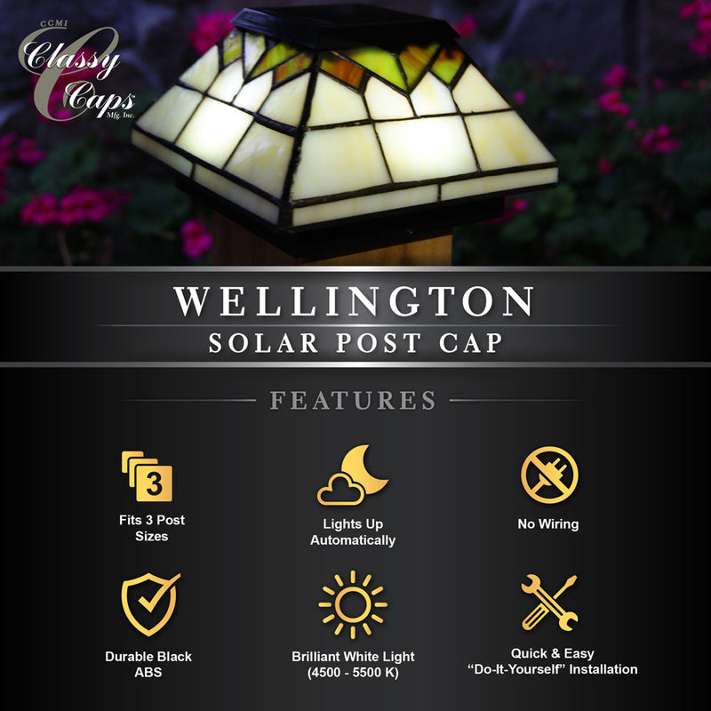 Wellington Solar Post Cap with adapters for 4x4 - 5x5 Posts