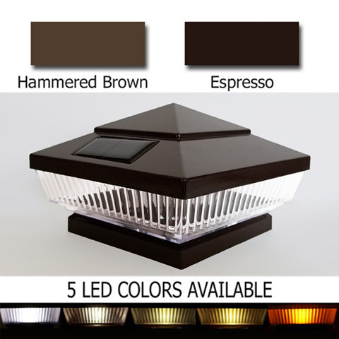 Pyramid Plastic 5x5 Solar Cap Light - Espresso or Hammer Brown for 4-1/2 to 5" Post