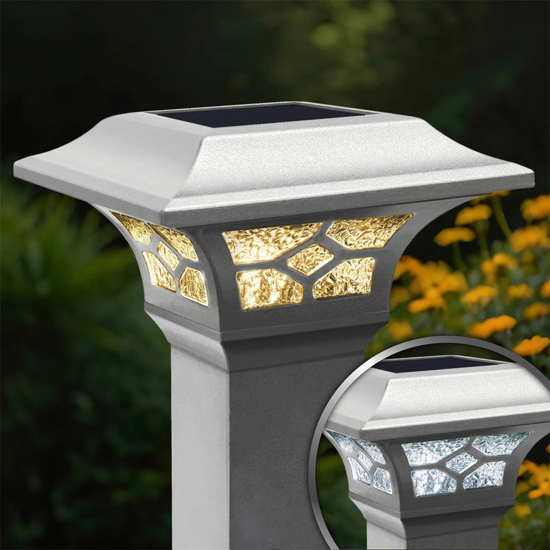 Kingston White Solar Post Cap Light - 2", 2.5", 3" Rails