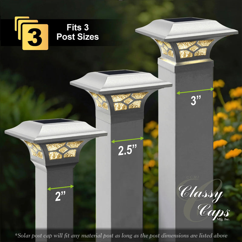 Kingston White Solar Post Cap Light - 2", 2.5", 3" Rails