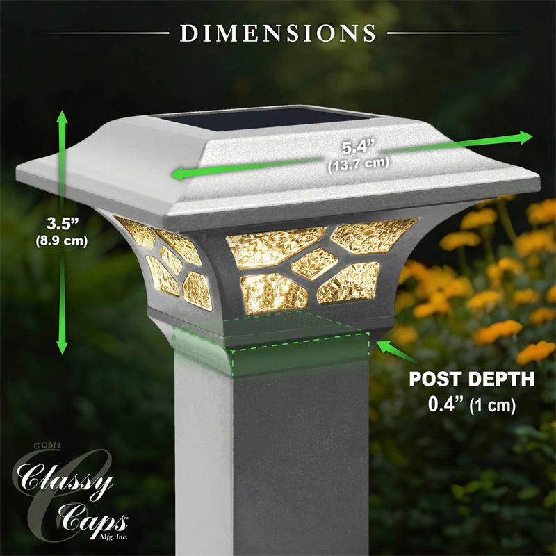 Kingston White Solar Post Cap Light - 2", 2.5", 3" Rails