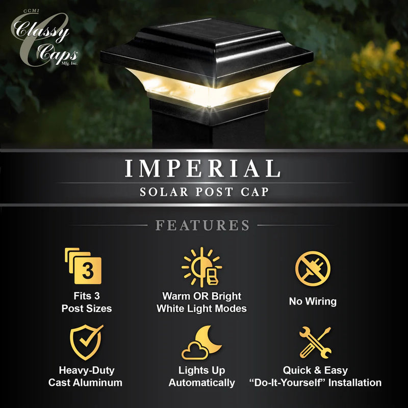 Imperial Solar Post Cap Light – 2x2 Black