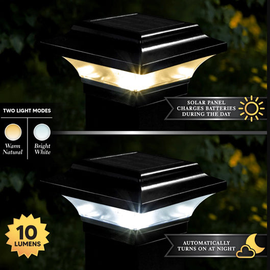 2x2 Imperial Solar Powered Post Cap Light - Black (Fits 2", 2.25", 2.5" Rails)