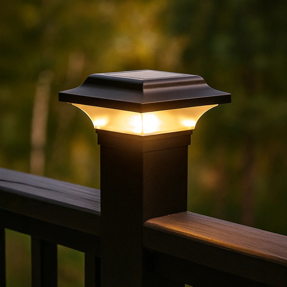 Imperial Solar Post Cap Light – 2x2 Black, image size:1000x1000