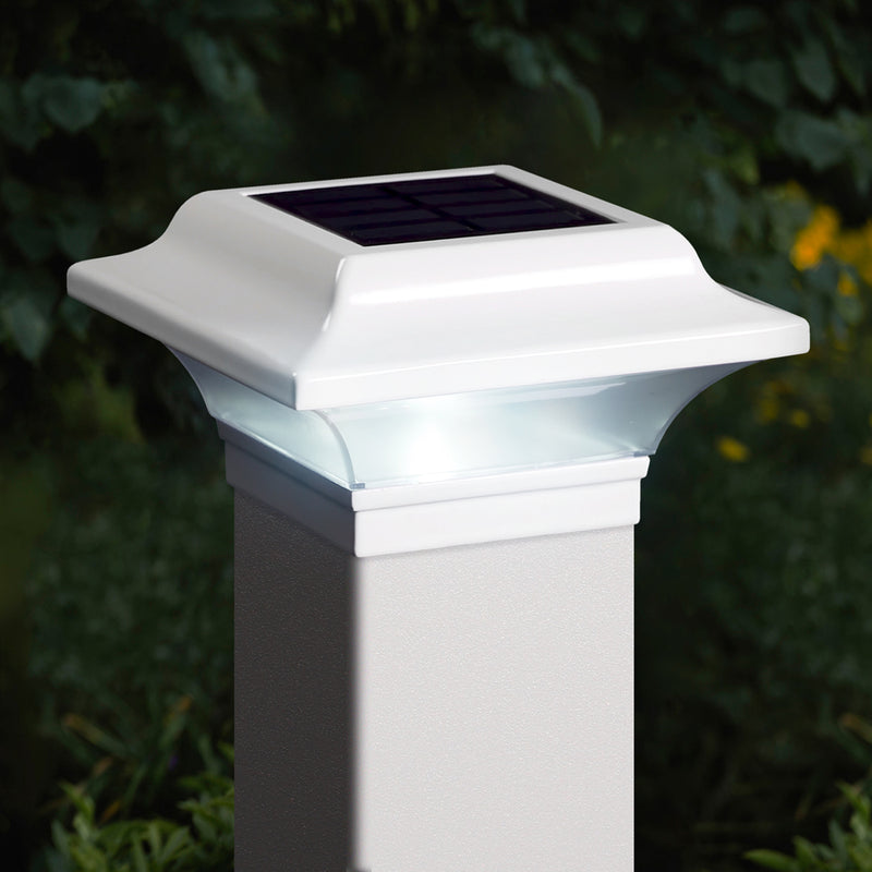 2x2 Imperial Solar Powered Post Cap Light - White (Fits 2", 2.25", 2.5" Rails)