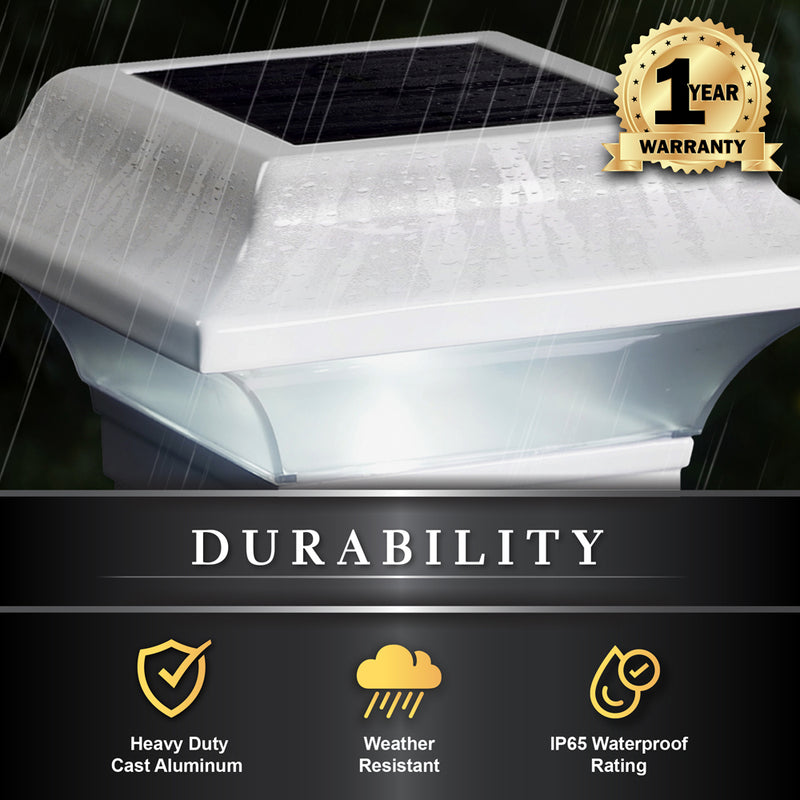 2x2 Imperial Solar Powered Post Cap Light - White (Fits 2", 2.25", 2.5" Rails)