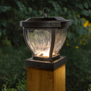4x4 Manchester Solar Post Cap Light Dark Bronze for 3.5" Wood Post