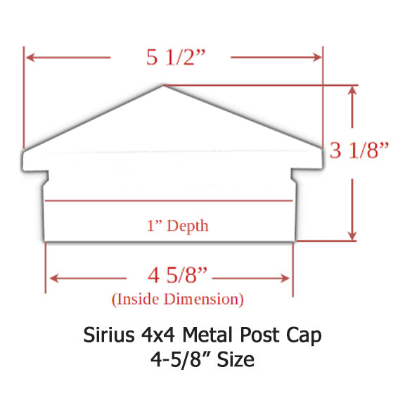 4x4 Sirius Metal Deck Cap (for 4-3/8 to 4-5/8" Posts)
