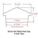 4x4 Sirius Metal Deck Cap (for 4-3/8 to 4-5/8" Posts)