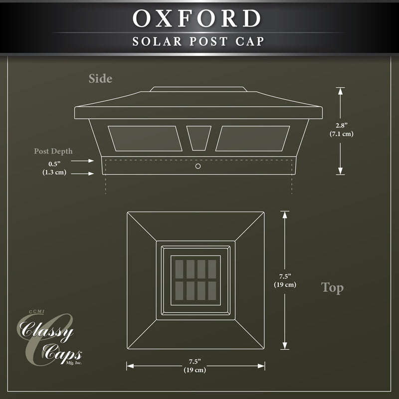 5x5-6x6 Oxford Metal Solar Post Cap - Warm White LEDs