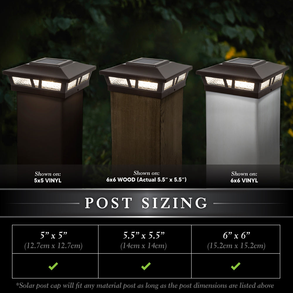 thumbnail image 2 of Set Of 2 Solar Hexagon Cap Lights For 6x6 Fence Posts – White SMD LED 2 of 3