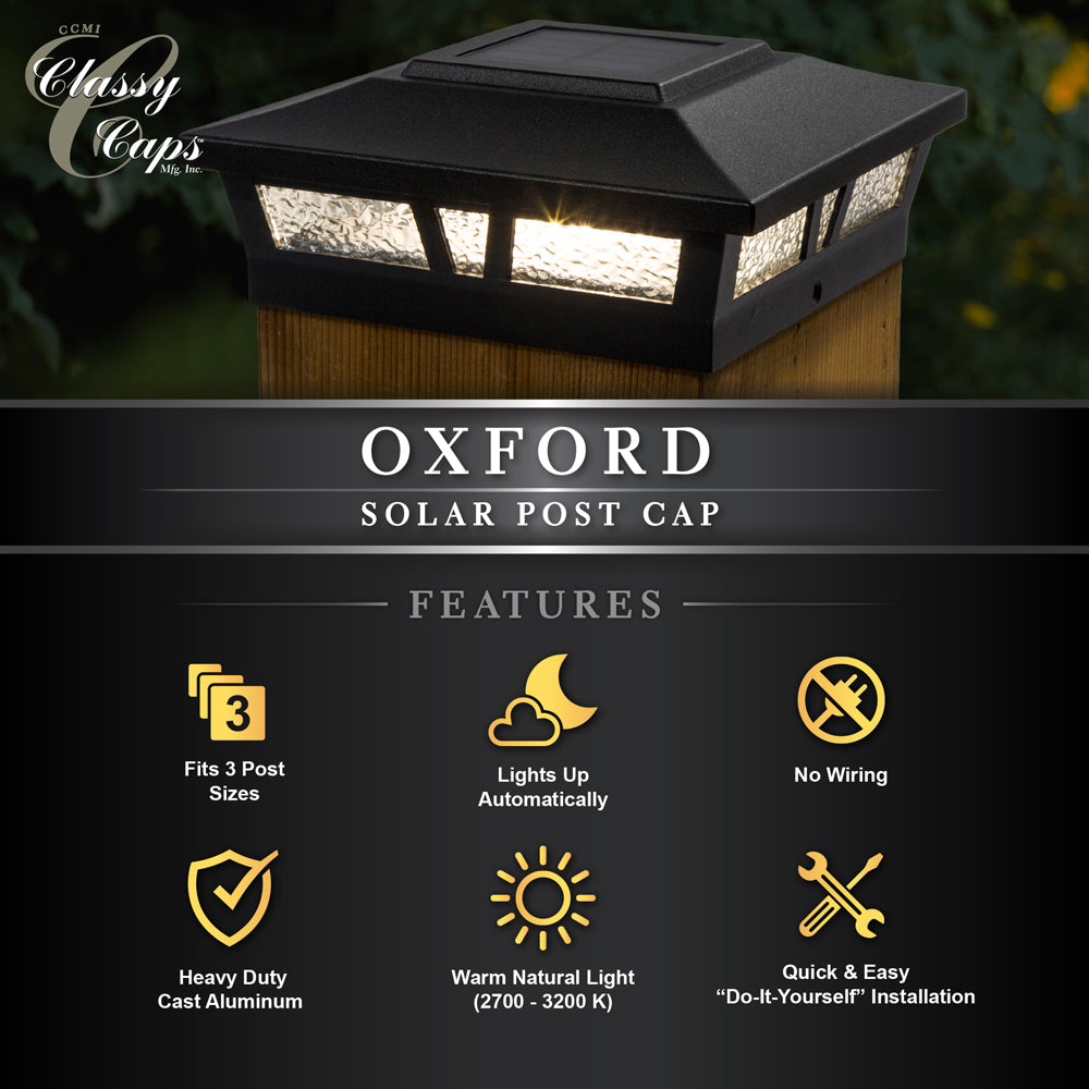 5x5 6x6 Oxford Metal Solar Post Cap Warm White LEDs