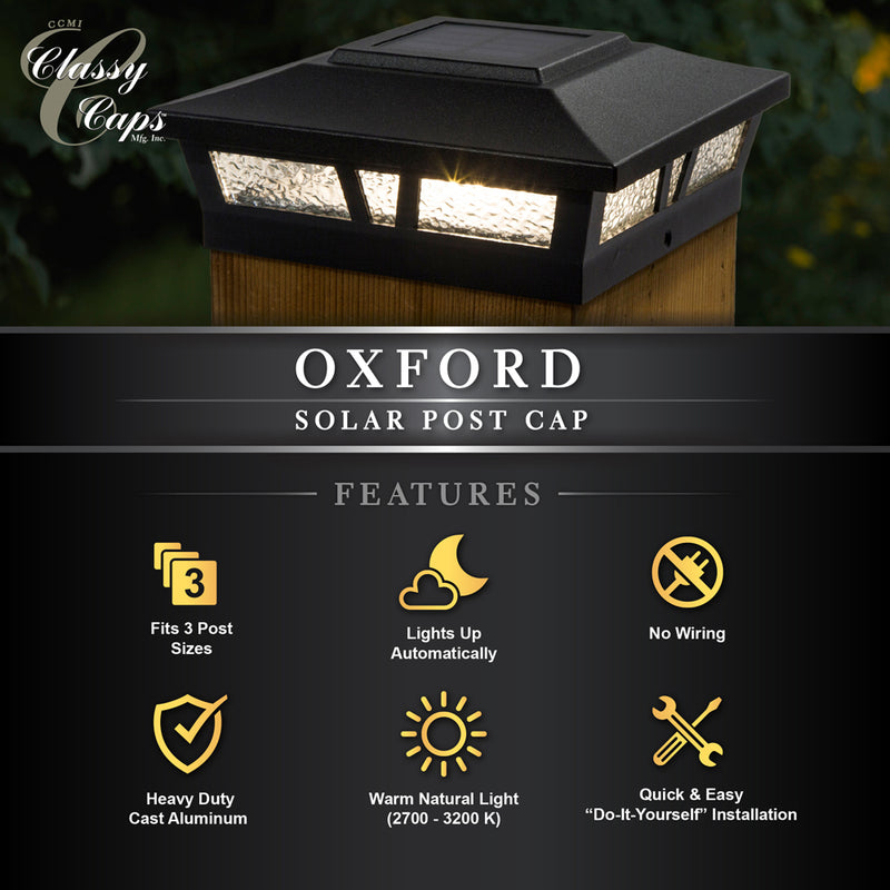 5x5-6x6 Oxford Metal Solar Post Cap - Warm White LEDs