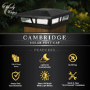 5x5-6x6 Cambridge Metal Solar Post Cap - Black (New Model)