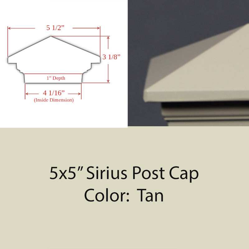 5x5 Sirius Metal Deck Cap for 5" Posts