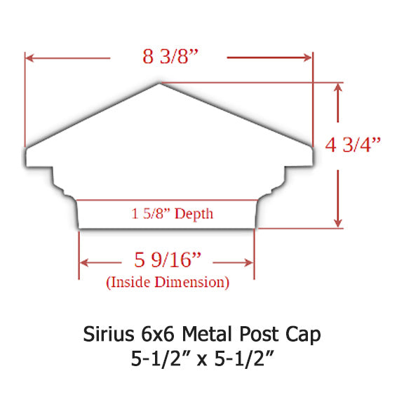 6x6 Sirius Metal Deck Cap (for 5-1/2", 6", 6-1/2" Posts)