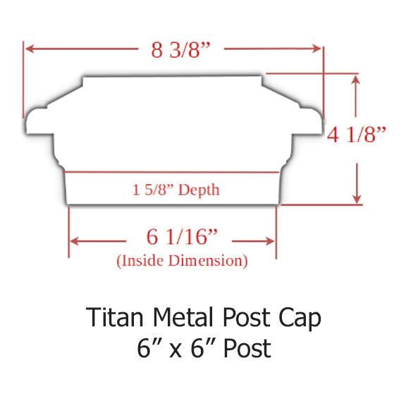 6x6 Titan Metal Deck Cap (for 5-1/2", 6", 6-1/2" Posts)