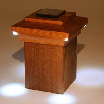 Bar Harbor Solar Post Cap in Cedar or Redwood