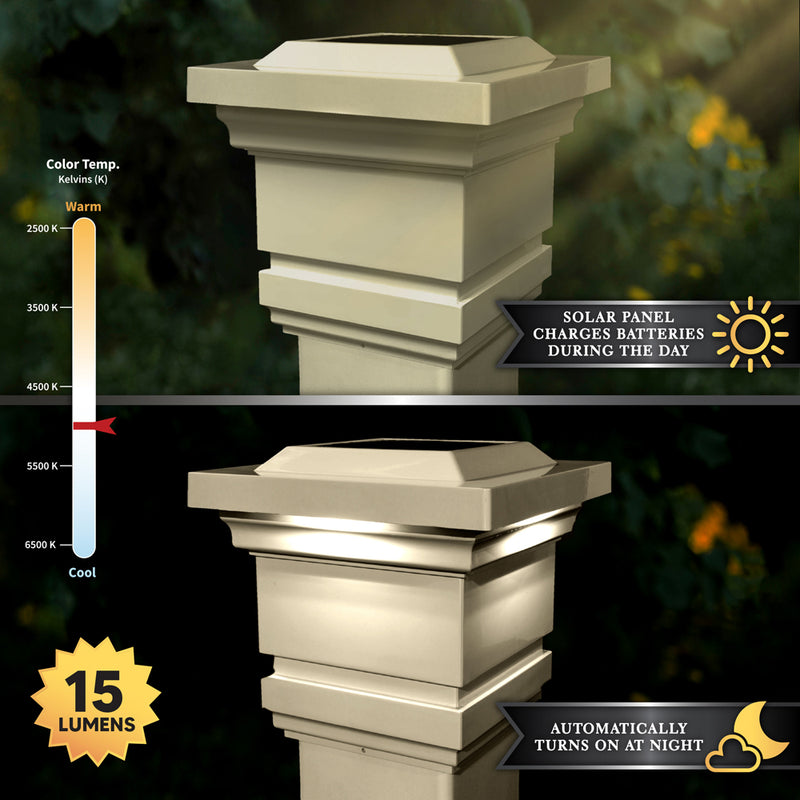 Classy PVC Solar Post Cap Light 4x4 Tan