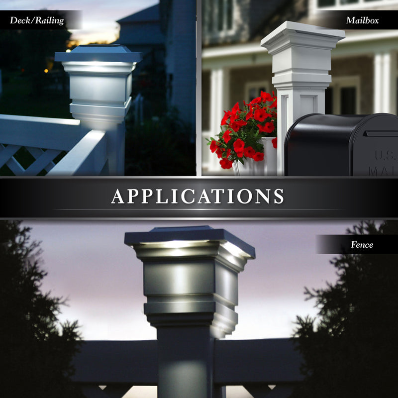 Classy PVC Solar Post Cap Light 4x4 White