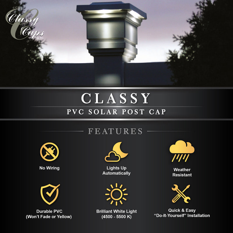 Classy PVC Solar Post Cap Light 4x4 White