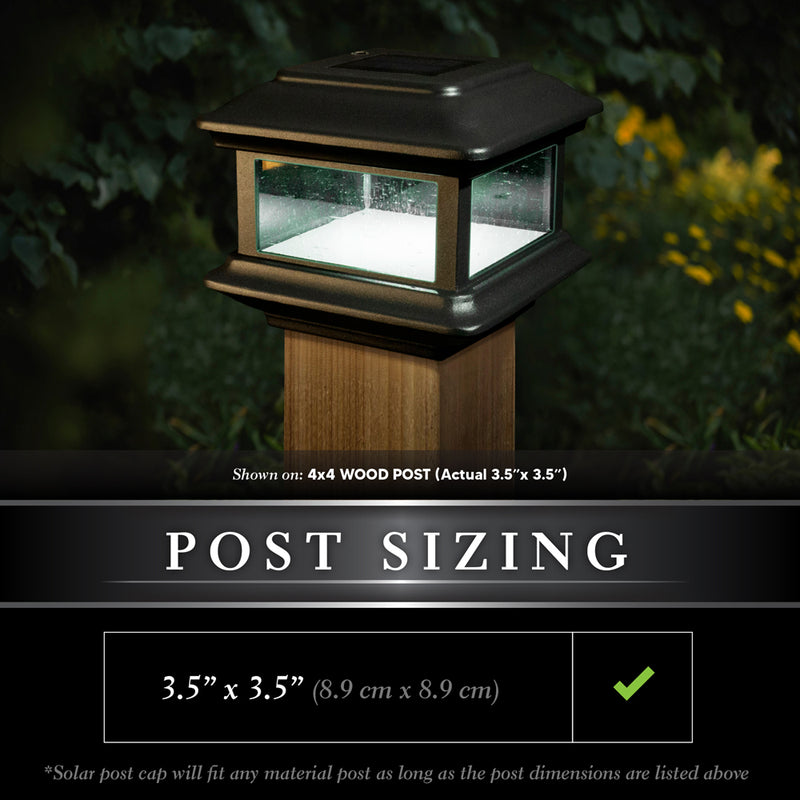 Colonial Solar Deck Light Black 4x4 Wood Post