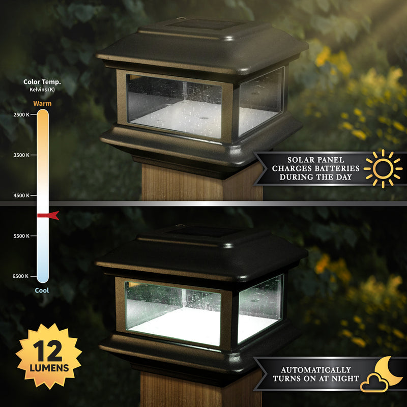 Colonial Solar Deck Light Black 4x4 Wood Post