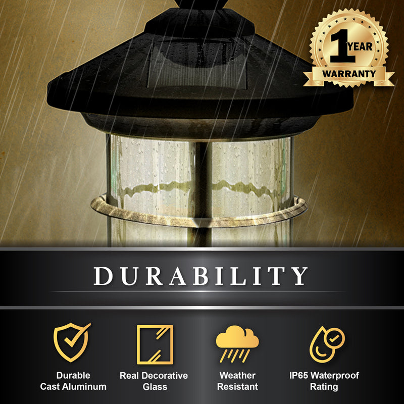 Hampton Solar Wall/Post Lamp - Black Aluminum