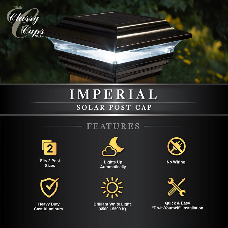 Imperial 4.5" Metal Solar Post Cap Light