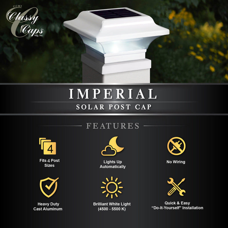Imperial Solar Post Cap Light - White with 3x3 Adapter