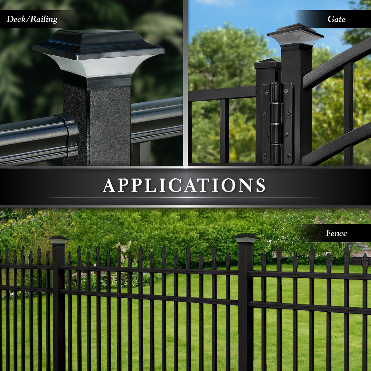 Imperial Solar Post Cap Light Black with 3x3 Adapter