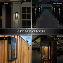 Lancaster Solar Post and Wall Light - Black Aluminum with Warm White LEDs 2Pk