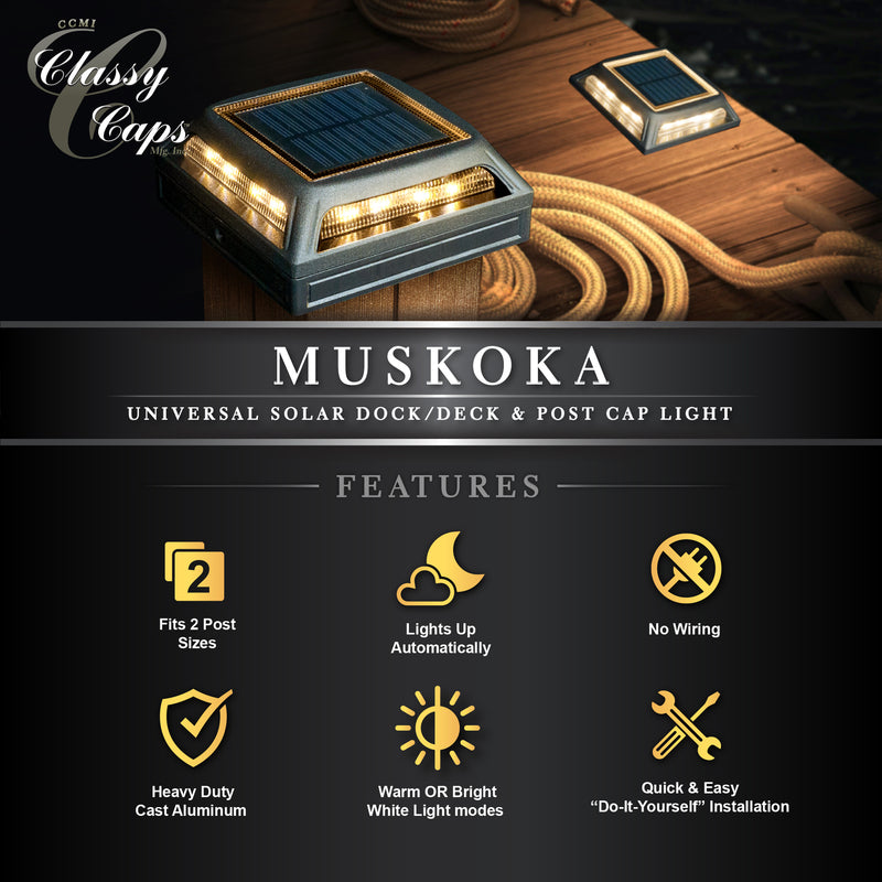 Muskoka Solar Dock/Deck/Pathway & 4x4 Post Cap Light