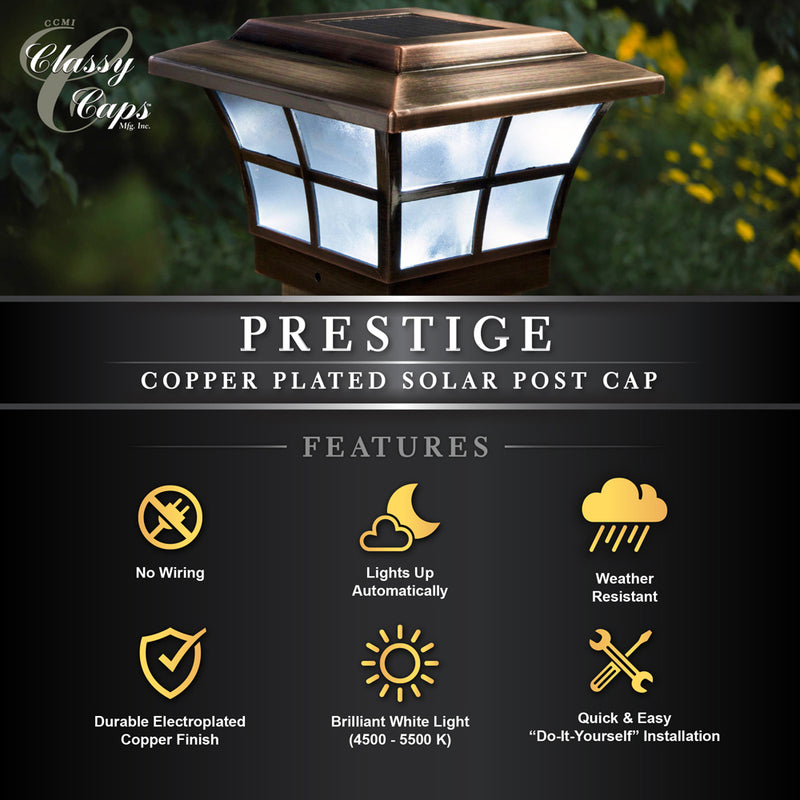 Prestige 4x4 Solar Post Cap Light - Copper Plated