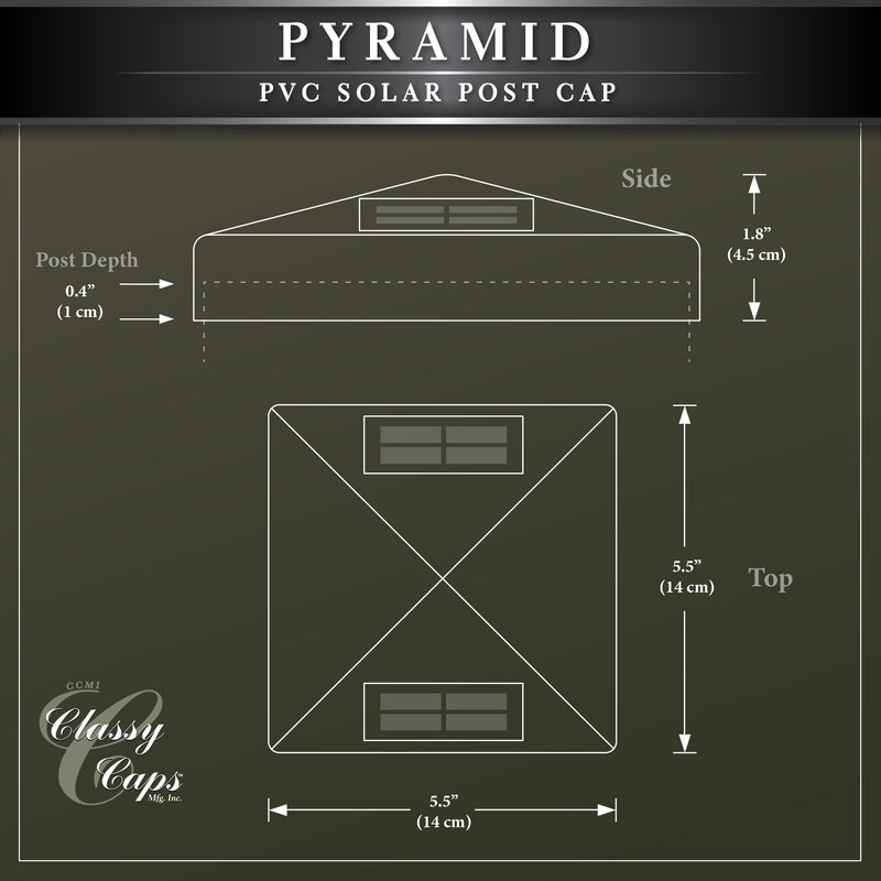 Pyramid 4x4 -5x5 Solar Post Cap Light