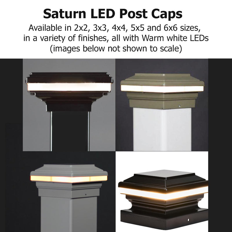 Saturn LED Low Voltage Deck Lighting for 4x4 Composite Post (4-1/4", 4-3/8", 4-1/2" to 4-5/8")