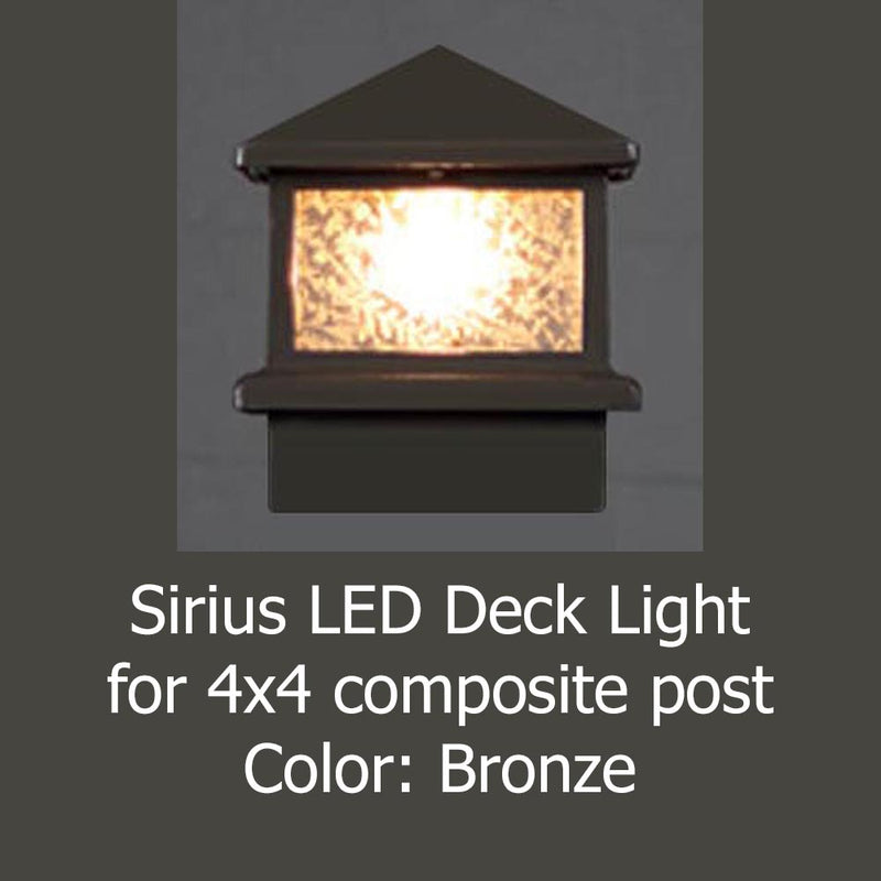 Sirius LED Low Voltage Deck Light for 4x4 Composite Post - 4-1/4", 4-3/8" , 4-1/2" to 4-5/8"