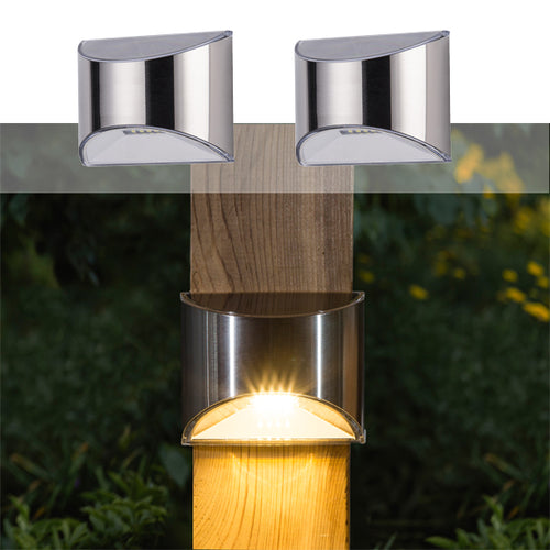 Solar Deck Post and Wall Light Stainless Steel 2PK