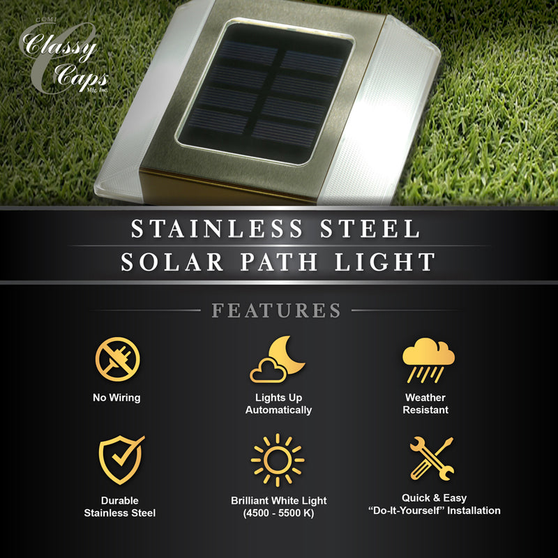 Solar Path Lights - Stainless Steel 2PK