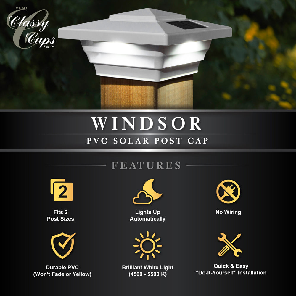 Windsor PVC Solar Post Cap 4x4 - 5x5