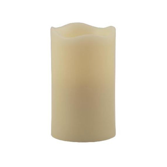 3x5 Melted Wax Pillar Ivory Flameless Candle with Timer (2 Pack)